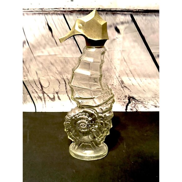 Avon 1970s Seahorse Glass Bottle With Stopper - Picture 8 of 12
